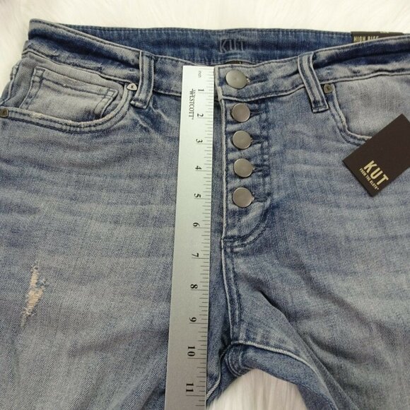 New KUT From The Kloth Boyfriend Denim Shorts Hi-Rise Exposed Button-Fly 4 - Picture 11 of 12